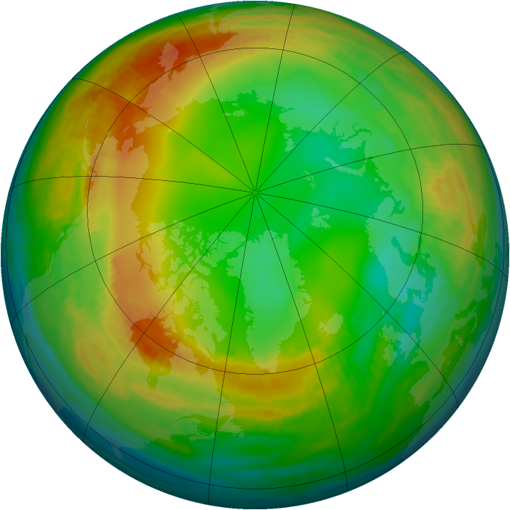 Arctic ozone map for 19 January 1989